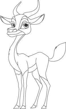 Çarpıcı bir monokrom çizimi, ince boyunlu ve zarif eğri boynuzlu bir antilop tasvir eder. Sanat eserleri, hayvanın cazibesini hassas çizgiler ve minimalist tasarım yoluyla yakalar..