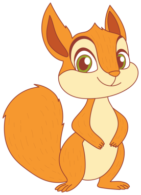 Bu resim turuncu kürklü, büyük gür kuyruklu ve sevimli yeşil gözlü şirin bir sincabı tasvir ediyor. Sincap dik duruyor, masumiyet ve cazibe duygusunu iletiyor..