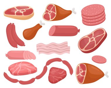 Et ürünleri Clipart tasarım illüstrasyonu