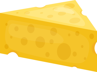 Birçok deliği olan bir dilim peynir sergileniyor. Peynir sarı ve delikler farklı boyutlarda. Arkaplan simsiyah. Görüntü, karikatüre benzer bir görüntü verir..