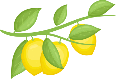 Canlı bir illüstrasyon yeşil yapraklarla süslenmiş yeşil bir daldan sarkan parlak sarı limonları gösteriyor. Limonlar taze ve sulu görünüyor. Renklerini vurgulayan koyu bir zemin üzerine kurulmuş..