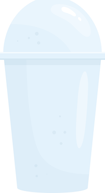 Kubbe kapaklı, berrak plastik bir fincanın çizimi, sıklıkla smoothie, buzlu kahve ve diğer içecekler için kullanılır. Tek kullanımlık bir içecek konteynırının siyah bir arka plana karşı basit ve temiz bir temsili..