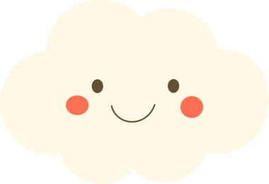 Pembe yanaklı, neşeli, bulut şeklinde bir karakter ve sıcak bir gülümseme pozitiflik saçıyor. Şekillendirilmiş bulut, yumuşak ve davetkar özelliklerini vurgulayan basit bir siyah arkaplan üzerine kurulur..