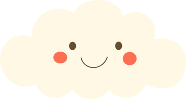Sıcak, davetkar bir gülümseme ve pembe yanaklarla tasvir edilmiş hoş bir bulut tasviri. Bu sevimli, çizgi film benzeri bulut her ortama neşe ve sadelik katıyor..