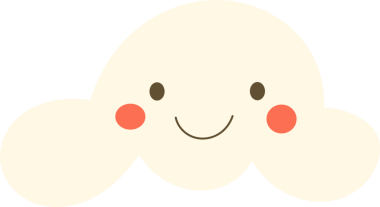 Lezzetli, kremsi beyaz renkli çizgi film bulutu neşeli, güler yüzlü ve yuvarlak, pembe yanaklarla sergilenir. Arka plan koyu siyah bir kontrasttır. Basit ve tatlı..