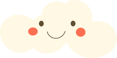 Bu neşeli çizgi filmde dostane bir bulut var. Kızaran pembe yanakları, basit kahverengi gözleri, ve yumuşak bir gülümsemesi var, hepsi de simsiyah bir arka plana kurulmuş, neşeli bir his yaratıyor..