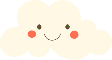 Siyah bir arkaplan karşısında gülümseyen bir bulutun vektör çizimi. Bulutun iki pembe yanağı, iki kahverengi nokta gözü ve basit kıvrımlı bir ağzı var, ona sevimli ve neşeli bir ifade veriyor..