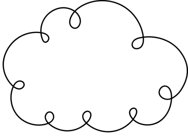 Altında dekoratif girdaplar bulunan koyu siyah bir çizgi ile minimalist beyaz bir bulut ana hatları çizilmiştir. Basit karikatür biçimi dijital medya ve sanatsal projeler için çok yönlü hale getiriyor.