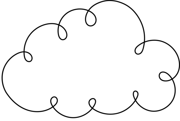 Görüntü, elle çizilmiş estetik bir bulutu gösteriyor. Bulut siyah bir hatla beyazdır, neşeli ve kaprisli bir his yaratır. Basitliği onu çeşitli uygulamalar için çok yönlü hale getirir..