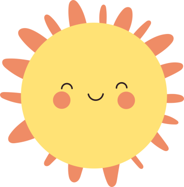 Bu resim, neşeli bir ifadeye sahip şirin, çizgi film tarzı bir güneşe sahiptir. Yuvarlak, sarı yüzü gülümseyen gözlerle ve nazik bir gülümsemeyle bezenmiş sıcak, davetkar bir his yaratıyor..