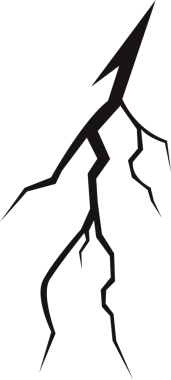 Bu katıksız soyut sanat eserinde siyah bir zemine karşı sivri, dallı siyah bir çatlak var. Çatlak çizgileri karanlık yüzeyde bozulma ve derinlik hissi yaratıyor..