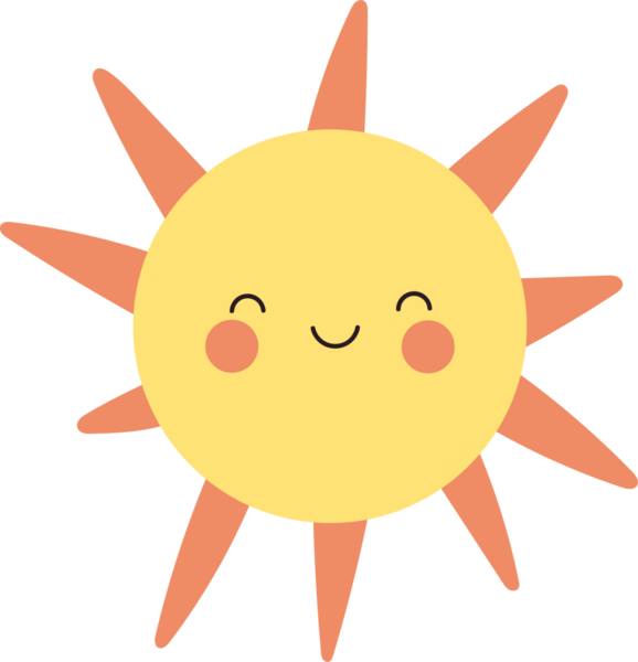 Görüntüde gülümseyen bir güneş, sarı bir yüz, pembe yanaklar ve mutluluğu gösteren kıvrık gözler yer alıyor. Turuncu ışınları dışarıya doğru yayılarak, karanlık arka planda sıcak ve davetkar bir varlık yaratıyor..