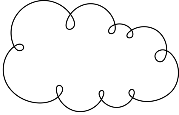 Siyah bir arkaplana karşı siyah çizgili bir bulut şeklinin basit, grafik çizimi. Tasarıma tuhaf bir dokunuş ekleyerek, ana hatları neşeli kıvrımlar ve döngüler içeriyor. Genel izlenim hafif ve havadar..