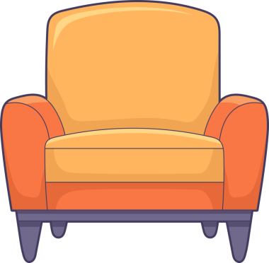 Görüntü rahat turuncu ve sarı bir koltuk gösteriyor. Sandalyenin rahat ve rahat bir koltuğu ve dinlenmesi var. Herhangi bir yaşam alanı için hoş ve şık bir eklenti. Koltuk iki tonlu..