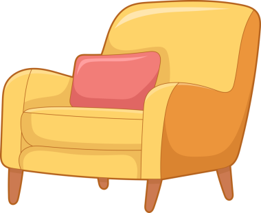 Açık sarı döşemeleri olan rahat bir koltuk hoş bir karşılama alanı sağlar. Pembe bir yastık yumuşaklık katar. Oturma odasında rahatlama ve rahatlama için mükemmel..