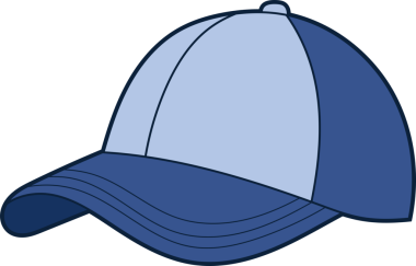 Kavisli kenarlı, iki tonlu bir beysbol şapkasının basitleştirilmiş bir çizimi. Kapağın kapağı açık mavi, kenarları ise lacivert renktedir. Arka plan simsiyah, kapağı izole ediyoruz..
