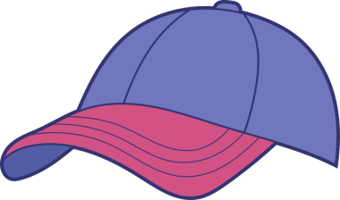 Mavi gövdeli ve pembe kenarlı stilize edilmiş bir beyzbol şapkası siyah arka planda yer alır. Başlığın basit tasarımı şeklini ve renk kontrastını vurgular, bu da onu görsel olarak temiz ve minimalist bir aksesuar yapar..