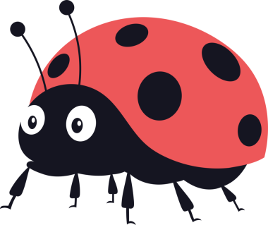 Tatlı bir uğur böceğinin çizimi. Uğur böceğinin siyah benekli, siyah başlı ve gövdeli kırmızı bir kabuğu vardır. Uğur böceğinin büyük, yuvarlak gözleri ve antenleri vardır. Arka plan simsiyah..