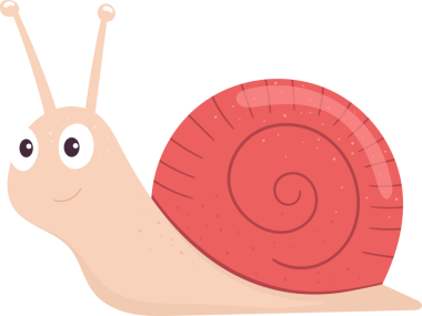 Bu çizgi film görüntüsünde açık pembe bir vücudu, büyük, anlamlı gözleri ve dostça bir gülümsemesi olan neşeli bir salyangoz var. Başının üstünde yuvarlak uçlu iki ince anten var. Pembe spiral bir kabuğu var..