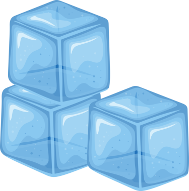 Birbiri üzerine istiflenmiş üç buz küpünün bir çizimi. Küpler açık mavi ve yarı şeffaf. Sanat tarzı ürün görselleştirmesi için temiz ve uygundur.