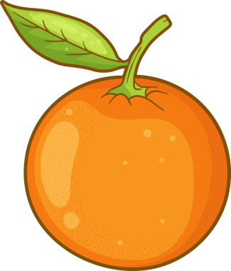 Turuncu turunçgil meyvesinin yakın çekimi. Yüzeyde portakal kabuğu, yapraklı bir gövde ve küçük noktalar bulunur. Siyah üzerine izole edilmiş meyve, temiz, canlı ve yaz hissi yayar..