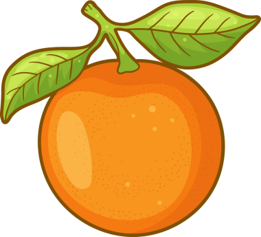 Çizgi film tarzı turuncu, parlak turuncu kabuklu, yeşil yapraklı ve siyah arka planda basit bir tasarım. Sıradan, sağlıklı bir meyvenin dijital bir çizimi..
