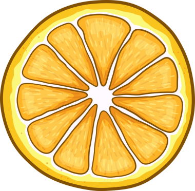 Renkli, düz bir vektör çizimi sulu bir narenciye dilimini tasvir eder. Canlı turuncu segmentler açık bir şekilde tanımlanmış, açık sarı bir kabukla çevrili, ferahlatıcı ve iştah açıcı bir görüntü yaratıyor..