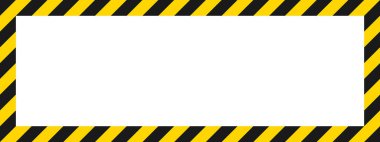 Görüntü, merkezde boş bir beyaz alanı çevreleyen, siyah ve sarı köşegen çizgileri olan dikdörtgen bir kenar gösteriyor..