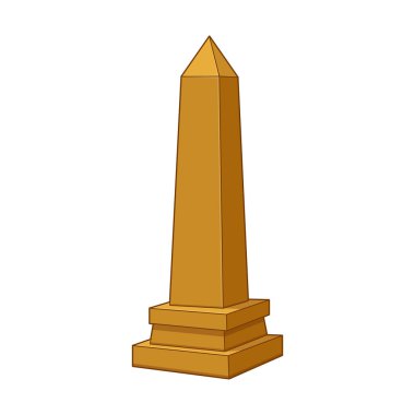 Bu illüstrasyon, heybetli varlığını artıran altın rengi olan uzun, açısal bir anıtı gösteriyor. Yapıda bir piramit tepesi ve basamaklı bir taban yer alıyor ve mimari ayrıntılarına ekleniyor.