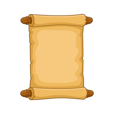 Bir parşömen parşömeni tasviri, sıkıca sarılmış ve yazılmaya hazır. Eski kağıt ve tahta çubukları değerli bilgi ve mesajların arşivlendiği eski bir gelenek olduğunu gösteriyor..