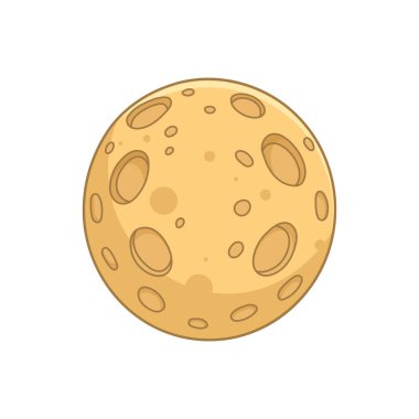 Bu, düz beyaz bir arkaplana karşı dolunayın karikatür uyarlaması. Yüzey üzerinde çeşitli kraterlerin saçıldığı açık sarı bir renktir. Gölgeleme derinlik ve boyut ekler..