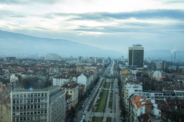 Sofya şehrinin kuş bakışı görüntüsü