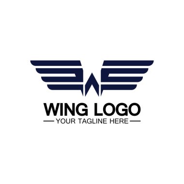 Kanat logosu tasarımı için W harfi, w harfi ve kanatların kombinasyonu