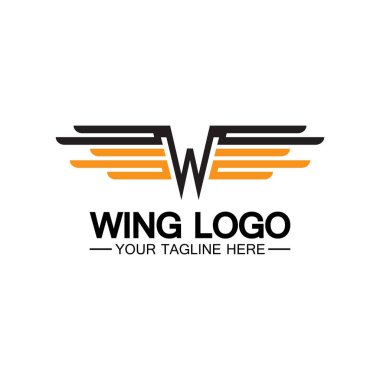 Kanat logosu tasarımı için W harfi, w harfi ve kanatların kombinasyonu