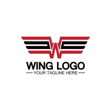 Kanat logosu tasarımı için W harfi, w harfi ve kanatların kombinasyonu