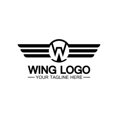 Kanat logosu tasarımı için W harfi, w harfi ve kanatların kombinasyonu