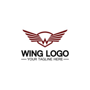 Kanat logosu tasarımı için W harfi, w harfi ve kanatların kombinasyonu