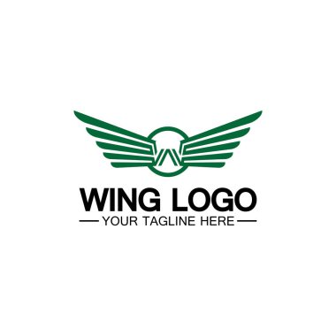 Kanat logosu tasarımı için W harfi, w harfi ve kanatların kombinasyonu