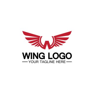 Kanat logosu tasarımı için W harfi, w harfi ve kanatların kombinasyonu