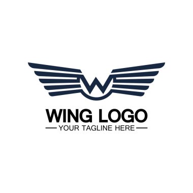 Kanat logosu tasarımı için W harfi, w harfi ve kanatların kombinasyonu