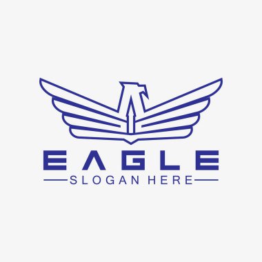 Kartal logo vektör tasarımı, şahin logoti şablonu, Hawk illüstrasyonu