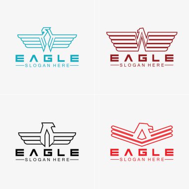 Kartal logo vektör tasarımı, şahin logoti şablonu, Hawk illüstrasyonu