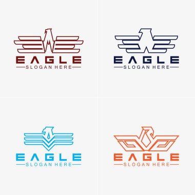 Kartal logo vektör tasarımı, şahin logoti şablonu, Hawk illüstrasyonu