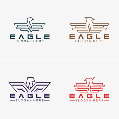 Kartal logo vektör tasarımı, şahin logoti şablonu, Hawk illüstrasyonu