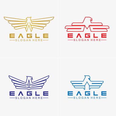 Kartal logo vektör tasarımı, şahin logoti şablonu, Hawk illüstrasyonu