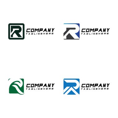 R harfi logo tasarım şablonu elementleri