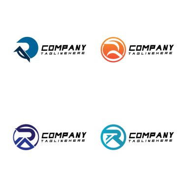 R harfi logo tasarım şablonu elementleri