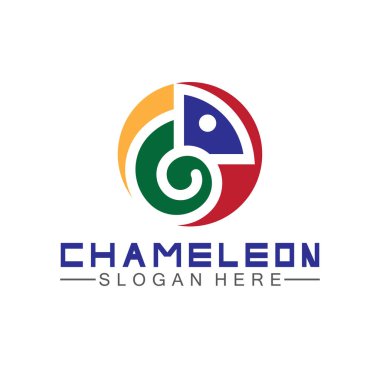 Bukalemun Logo Tasarım şablonu. Vektör çizimi