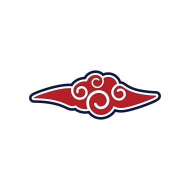 Çin usulü bulut. Beyaz arka planda soyut izole edilmiş. Vektör illüstrasyonu