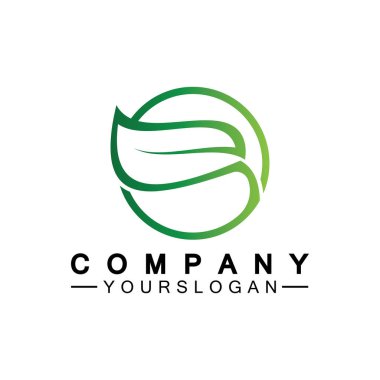 Simple leaf logo inside circle with minimal line art design style